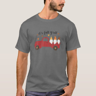 Camiseta Es Fall Y'all Cute Gnomes Pumpkin Autumn Tree Fa