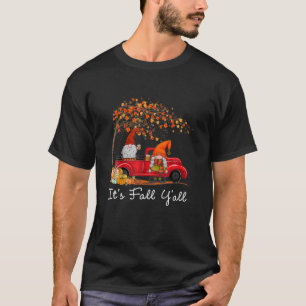 Camiseta Es Fall Y'all Cute Gnomes Pumpkin Autumn Tree Fa