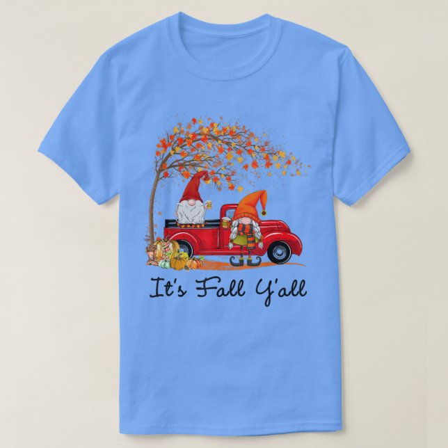 Camiseta Es Fall Y'all Cute Gnomes Pumpkin Autumn Tree Fa (Diseño del anverso)