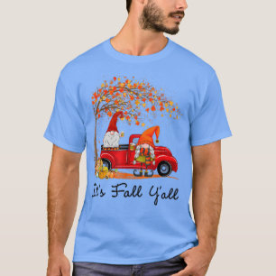 Camiseta Es Fall Y'all Cute Gnomes Pumpkin Autumn Tree Fa