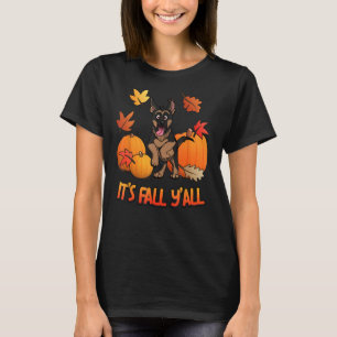 Camiseta Es Fall Y'all German Shepherd Puppy Pumpkin Edit