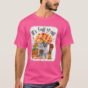 Camiseta Es Fall Y'all Schnauzer Dog Halloween Thanksgivi