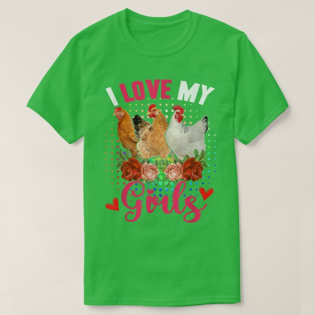 Camiseta Es gracioso amar a mis Chicas Tres Flores De Pollo (Diseño del anverso)
