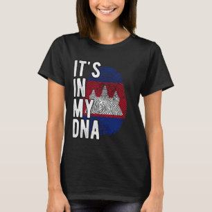 Camiseta Es gracioso en mi ADN Bandera de Camboya Huella di