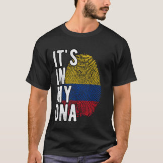 Camiseta Es gracioso en mi ADN Bandera de Colombia Huella d