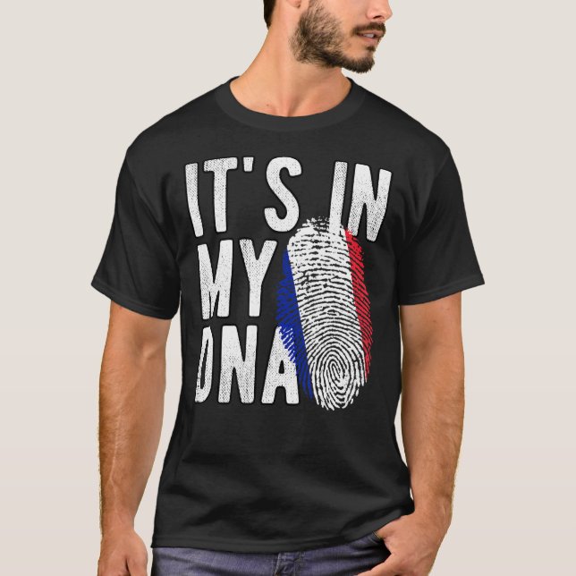 Camiseta Es gracioso en mi ADN Bandera de Francia Huella di (Anverso)