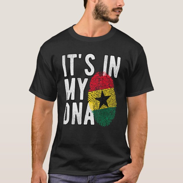 Camiseta Es gracioso en mi ADN Bandera de Ghana Huella digi (Anverso)