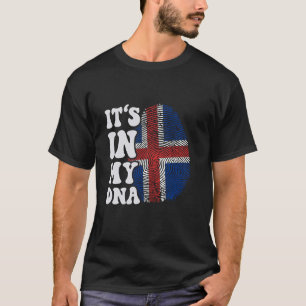 Camiseta Es gracioso en mi ADN Bandera de Islandia Huella d