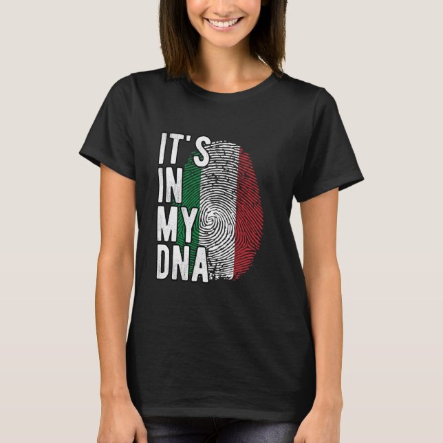 Camiseta Es gracioso en mi ADN Bandera italiana Huella digi (Anverso)