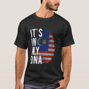 Camiseta Es gracioso en mi ADN Bandera Malasia Huella digit