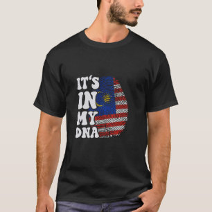Camiseta Es gracioso en mi ADN Bandera Malasia Huella digit