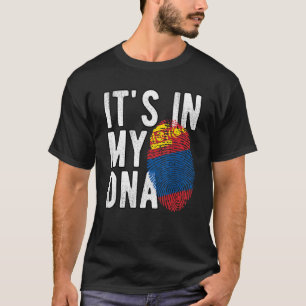 Camiseta Es gracioso en mi ADN Bandera Mongolia Huella digi