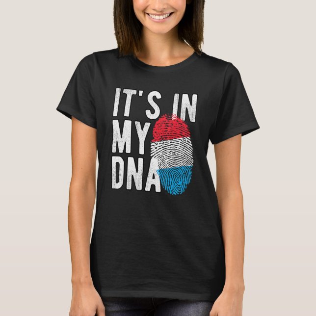 Camiseta Es gracioso en mi ADN marca Luxemburgo Huella digi (Anverso)