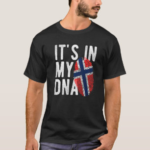 Camiseta Es gracioso en mi ADN Noruega bandera huellas digi
