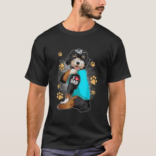 Camiseta Es gracioso que amo a papá Tattoo Bernedoodle Dueñ (Anverso)