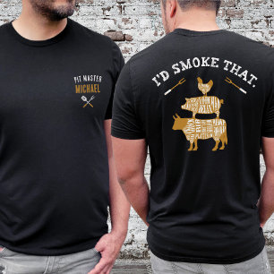 Camiseta Es gracioso que fume ese nombre personalizado BBQ 