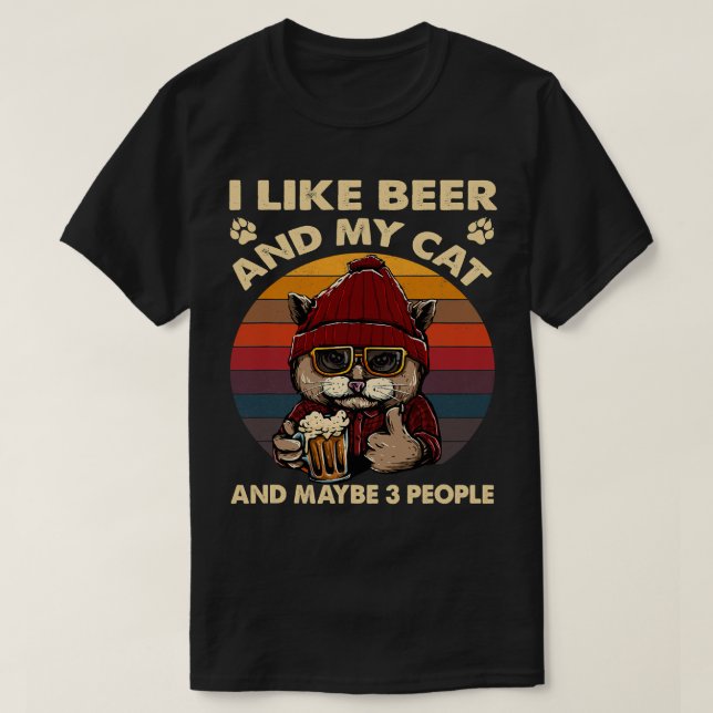 Camiseta Es Gracioso Que Me Gusta La Cerveza Mi Gato Y Quiz (Diseño del anverso)
