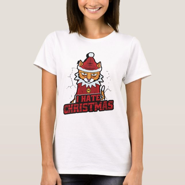 Camiseta Es gracioso que odie a los Navidades Santa Cat (Anverso)