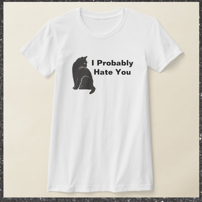 Camiseta Es gracioso que te odie presentar gato negro (Subido por el creador)