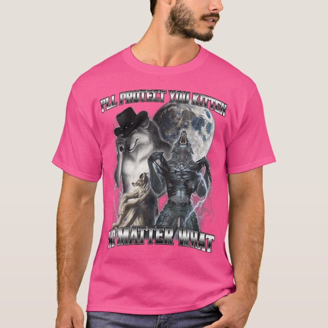 Camiseta Es Gracioso Que Te Proteja Kitten Alpha Wolf (Anverso)