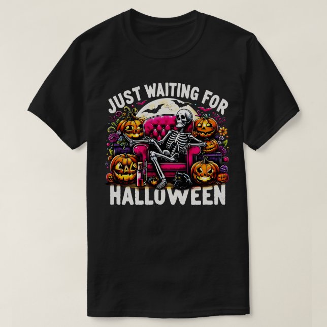 Camiseta Es Gracioso Solo Esperar Al Skeleton Halloween Spo (Diseño del anverso)