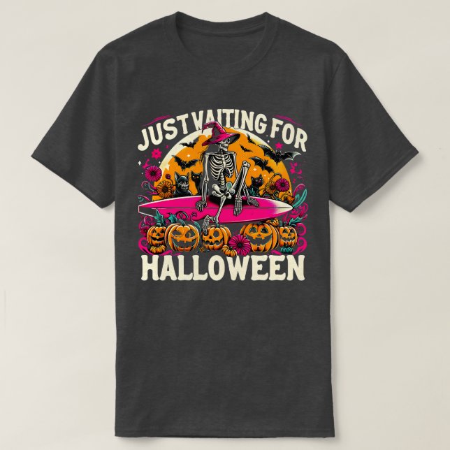 Camiseta Es Gracioso Solo Esperar Al Skeleton Halloween Spo (Diseño del anverso)