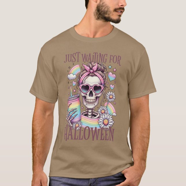 Camiseta Es Gracioso Solo Esperar Halloween Skeleton Spooky (Anverso)
