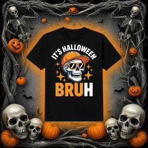 Camiseta Es Halloween Bruh Funny Skeleton Skull