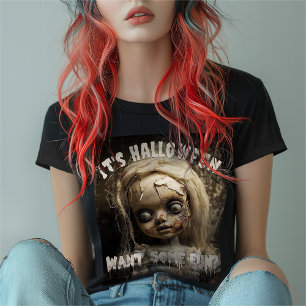 Camiseta Es Halloween quiere algo de muñeca divertida perdi