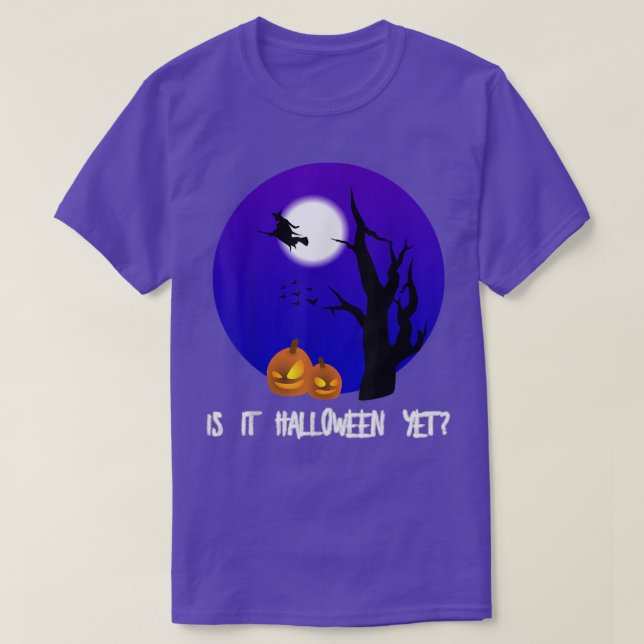 Camiseta ¿Es Halloween todavía una Bruja Volando Broomstick (Diseño del anverso)