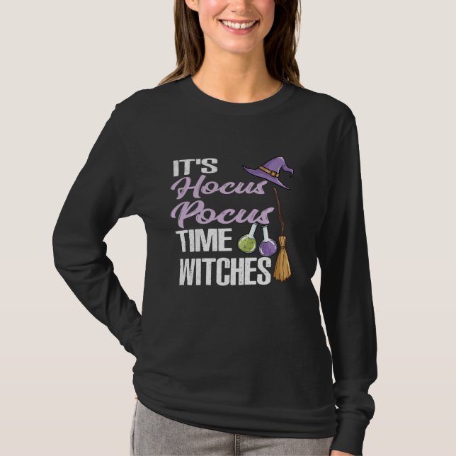 Camiseta Es Hocus Pocus Time Witches Shirt Funny Hallowee (Anverso)