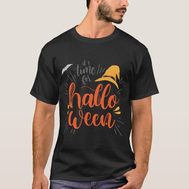 Camiseta "Es hora de Halloween" Gorra de brujas (Anverso)