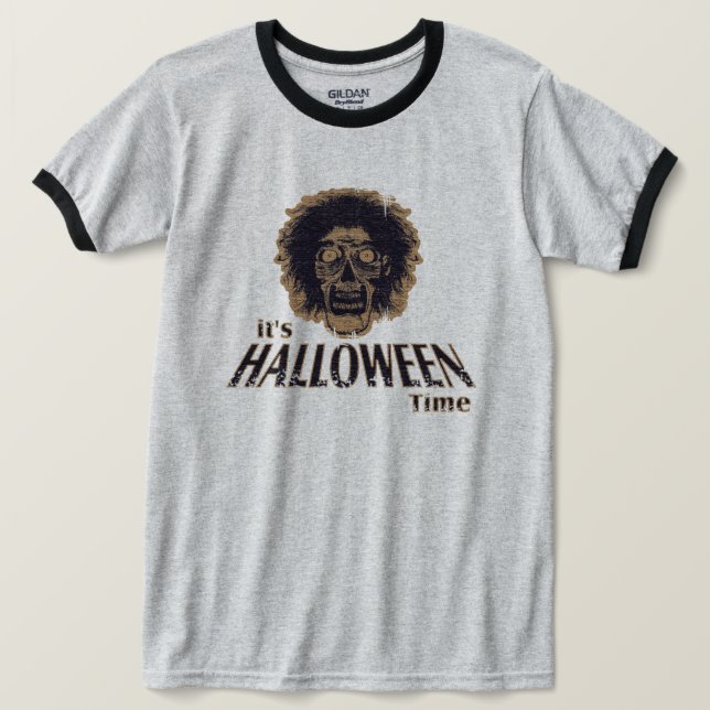 Camiseta Es hora de Halloween - Una mirada angustiada (Anverso del diseño)
