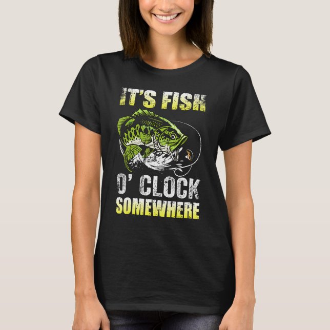 Camiseta Es hora de pescar en algún lugar Divertido Pescar  (Anverso)