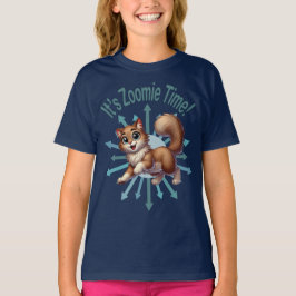 Camiseta Es Hora de Zoomie Gato Marrón y Blanco Adorable