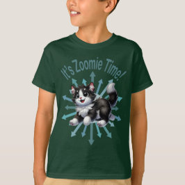 Camiseta Es Hora de Zoomie Lindo Gato Negro y Blanco