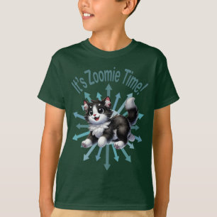 Camiseta Es Hora de Zoomie Lindo Gato Negro y Blanco