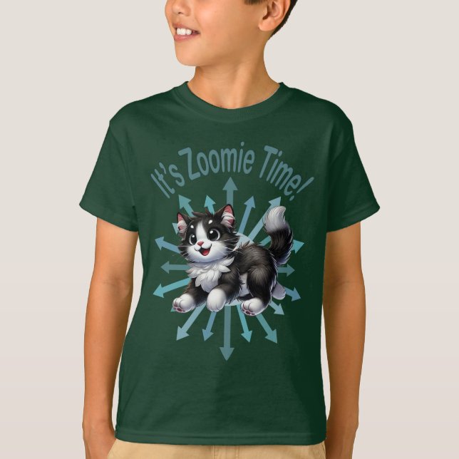 Camiseta Es Hora de Zoomie Lindo Gato Negro y Blanco (Anverso)