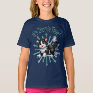 Camiseta Es Hora Zoomie Gato Negro y Blanco Lindo