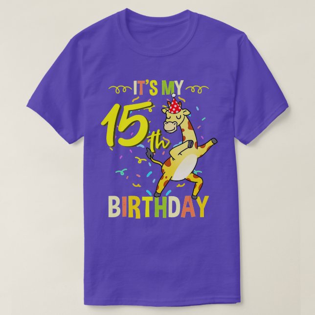 Camiseta Es la jirafa de mi cumpleaños número 15 - 1 (Diseño del anverso)