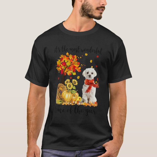 Camiseta Es la mejor época de otoño de las Pumpki maltesas (Anverso)