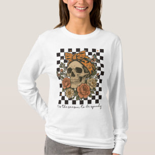 Camiseta Es La Temporada De Ser Espeluznante Floral Esquele