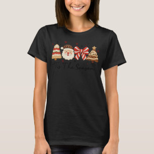 Camiseta Es La Temporada-Lindo Santa y Diseño de Estampado