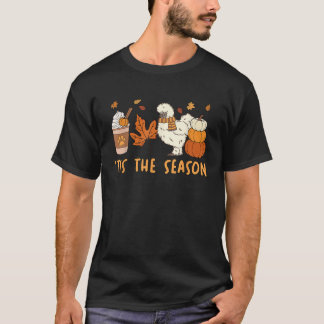 Camiseta Es La Temporada Pollo Seda Mamá Otoño Calabaza