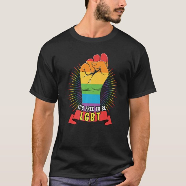 Camiseta Es Libre Ser Lgbt Hand Fist Lgbt History Month (Anverso)