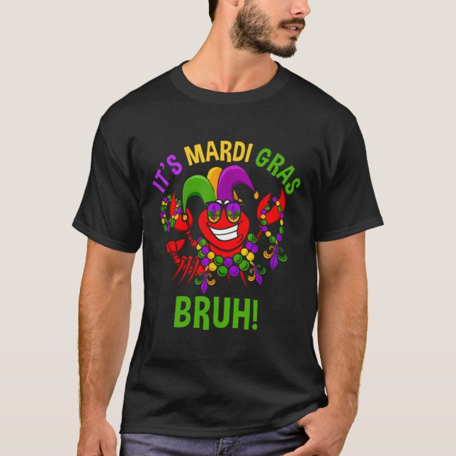 Camiseta Es Mardi Gras Bruh Dabbing Crawfish Carnival (Anverso)
