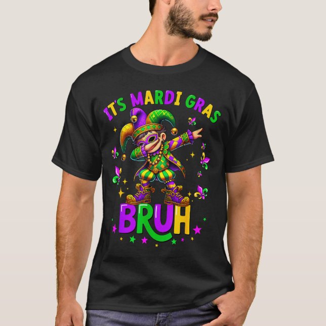 Camiseta Es Mardi Gras Bruh Dabbing Duende Bufón Nuevo (Anverso)