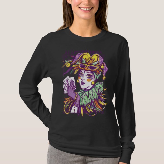Camiseta Es Mardi Gras Mujer Jester Gorras Paradas Masq (Anverso)