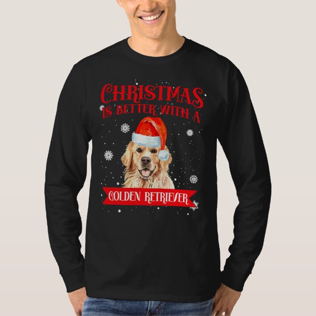 Camiseta Es Mejor Que Los navidades Con Un Perro Que Recupe (Anverso)