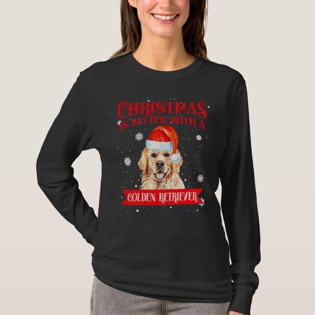 Camiseta Es Mejor Que Los navidades Con Un Perro Que Recupe (Anverso)